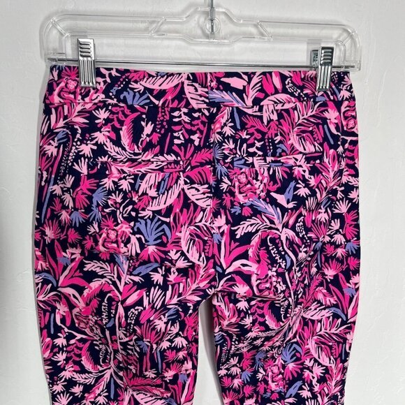 NWT Lilly Pulitzer Kelly Skinny Ankle pants Pink Blue Size 00 palm trees monkeys - Picture 6 of 10